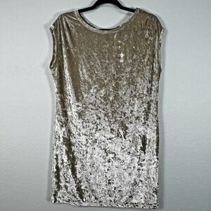 Knot Sisters Sleevesless Dress Crushed Velvet Beige Oversized Women's M‎